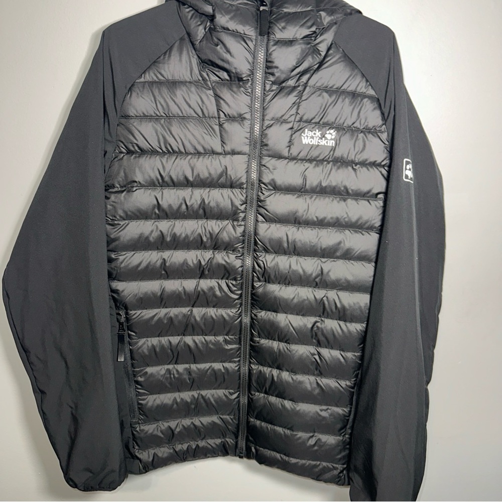 Jack Wolfskin Zenon XT Outdoor Down Jacket Microfluff Hooded Men Size M Black